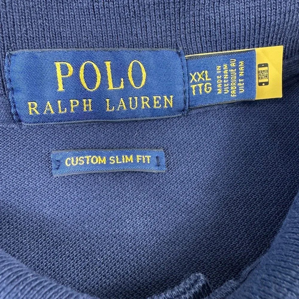 Polo Ralph Lauren Blue Multi Pony Embroidered Custom Slim Fit Polo Shirt 2XL